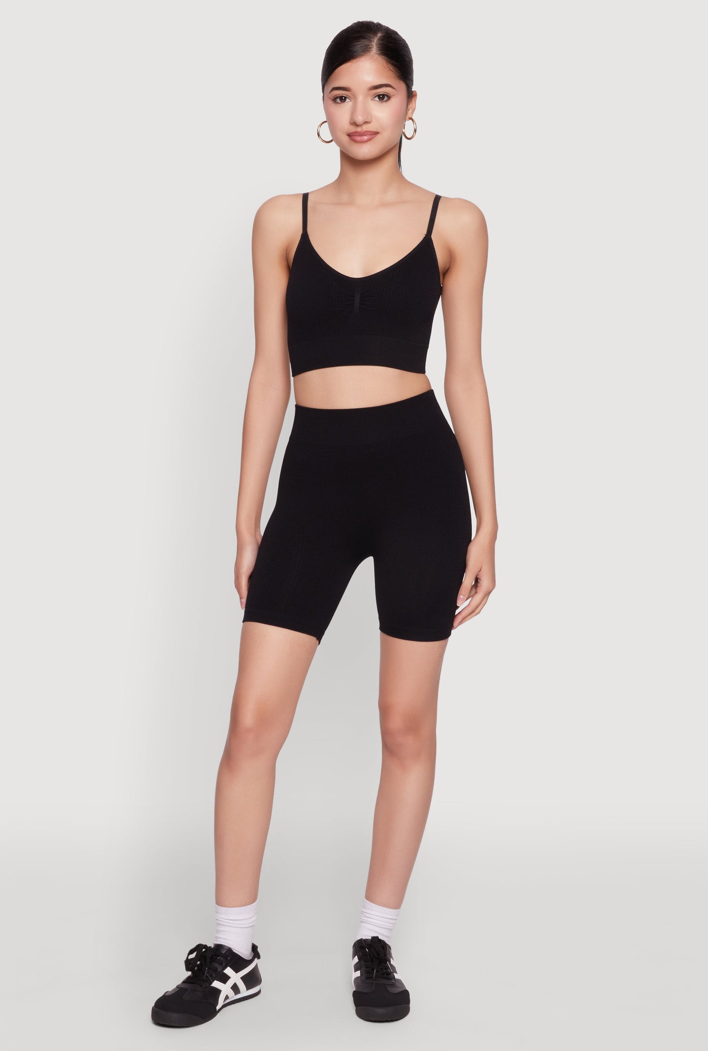 Seamless High Waisted Textured Knit Bike Shorts