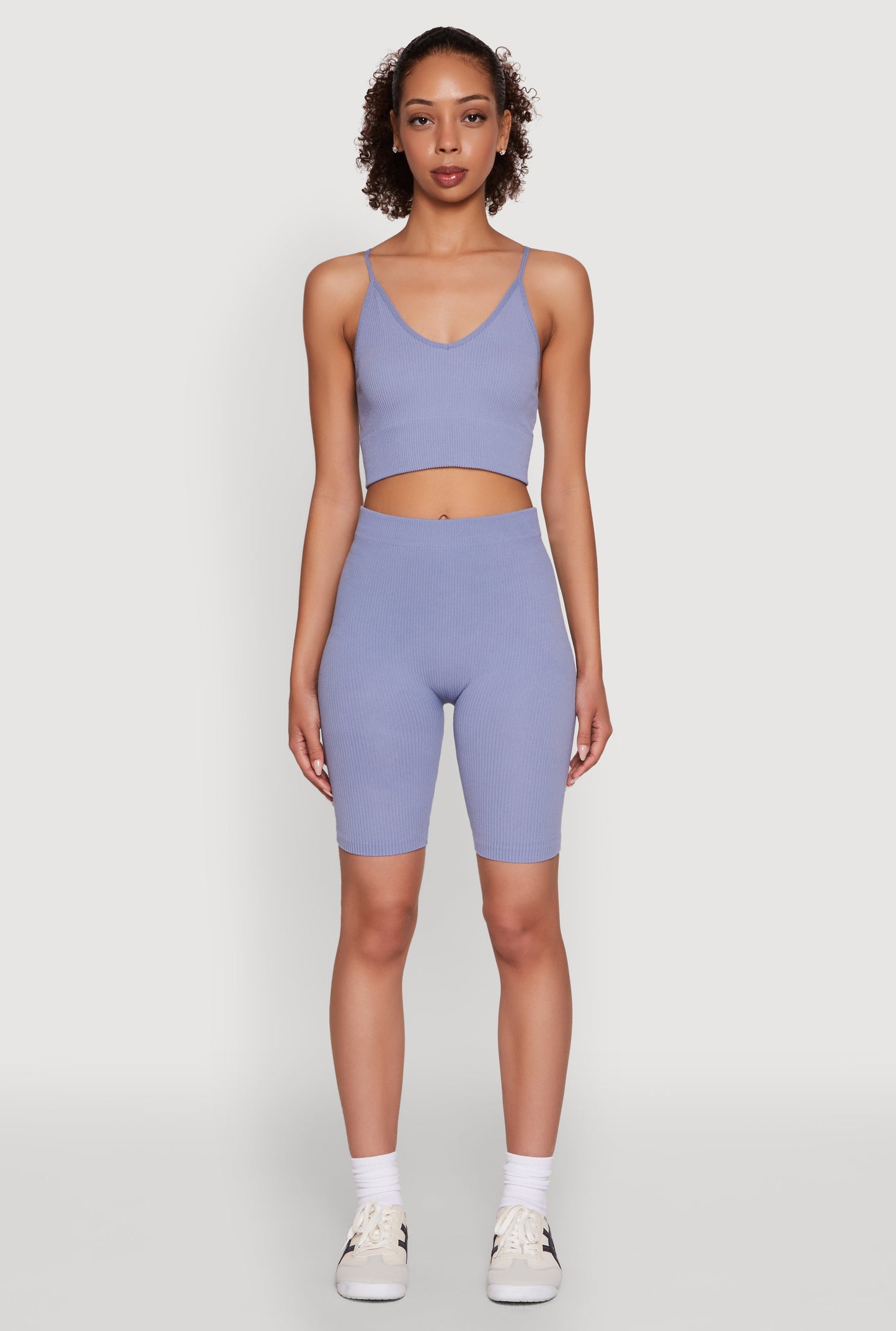 Seamless High Waisted Ribbed Knit Bike Shorts