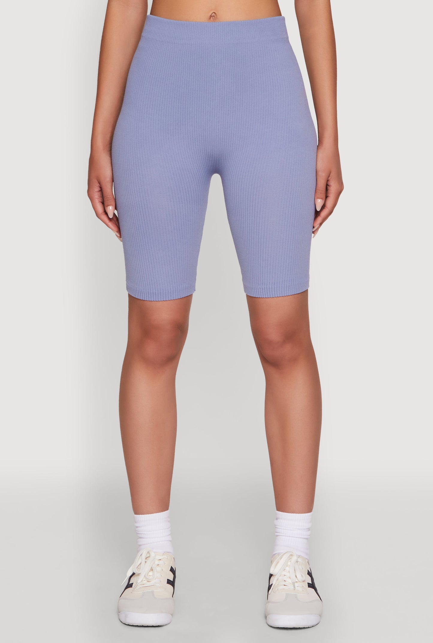 Seamless High Waisted Ribbed Knit Bike Shorts