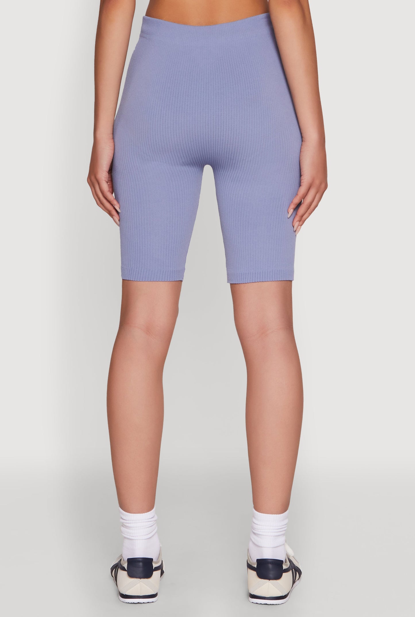 Seamless High Waisted Ribbed Knit Bike Shorts