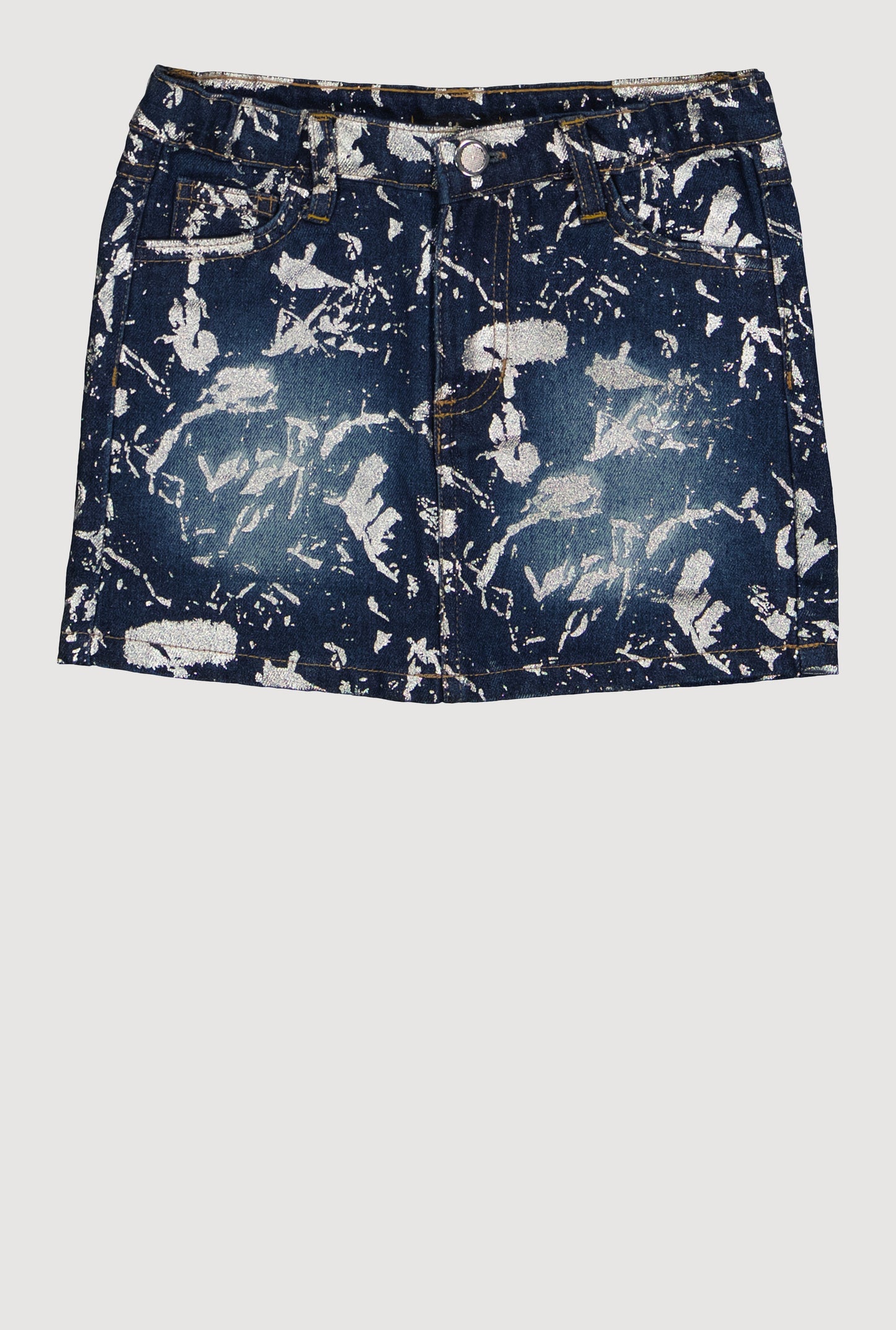 Little Girls Foil Splatter Denim Skirt