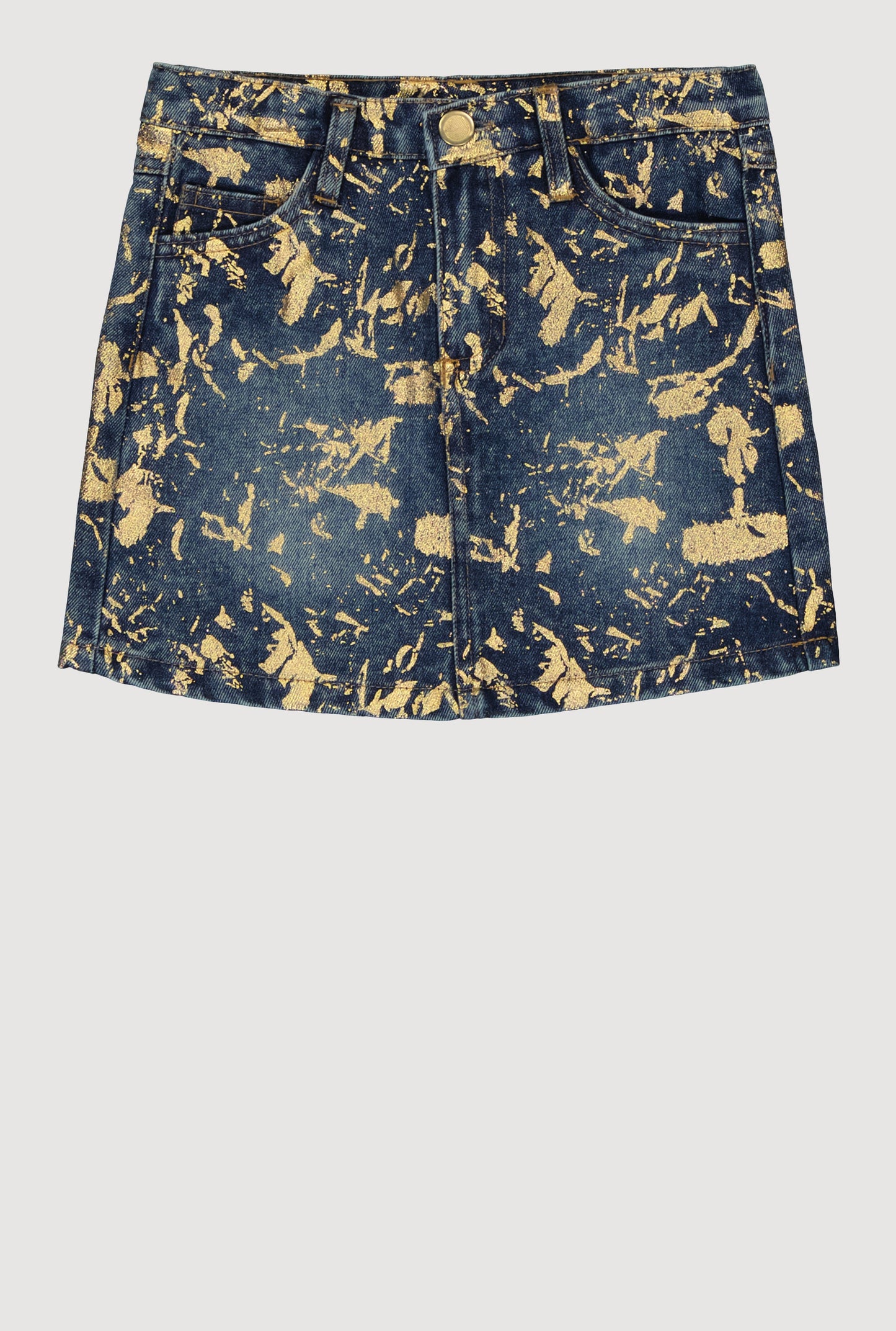 Little Girls Foil Splatter Denim Skirt