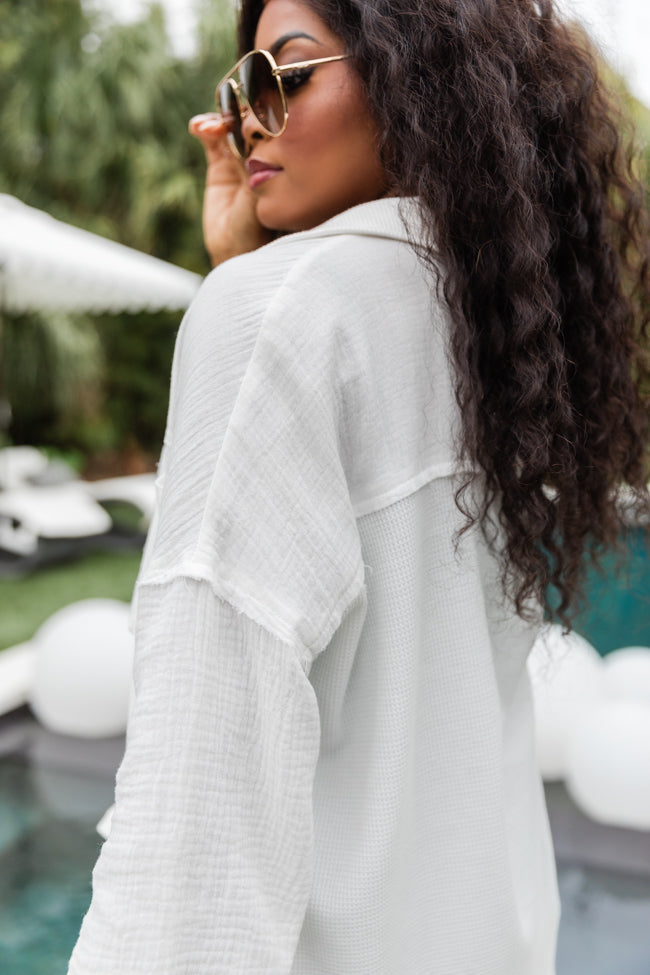 Pulling It Together Ivory Waffle And Gauze Shacket FINAL SALE
