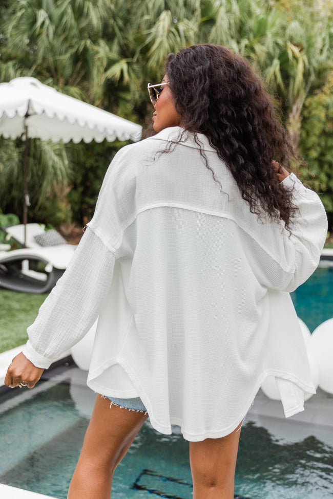 Pulling It Together Ivory Waffle And Gauze Shacket FINAL SALE