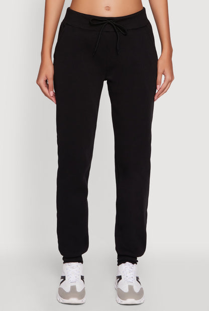 Mid Rise Solid Fleece Joggers