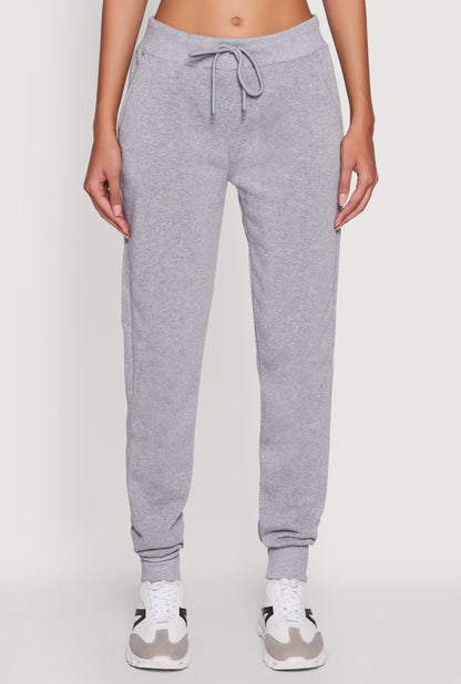 Mid Rise Solid Fleece Joggers