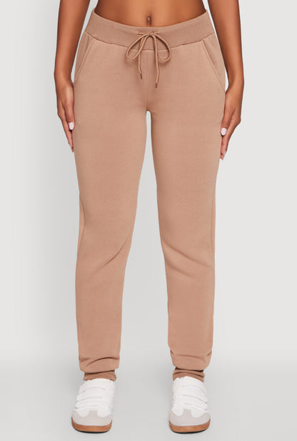 Mid Rise Solid Fleece Joggers