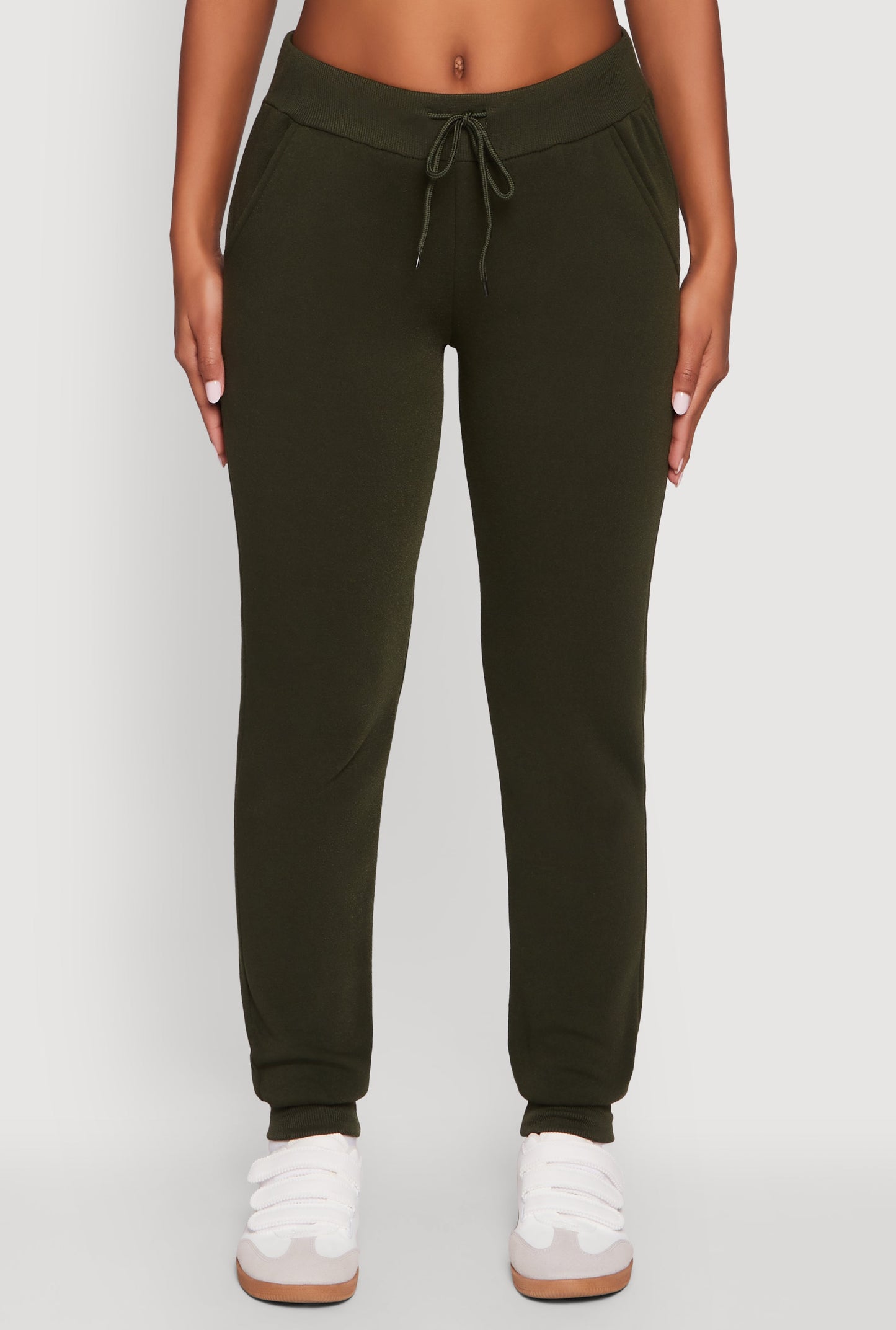 Mid Rise Solid Fleece Joggers