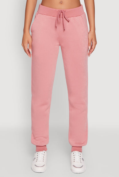 Mid Rise Solid Fleece Joggers