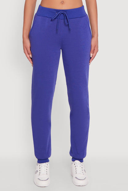 Mid Rise Solid Fleece Joggers