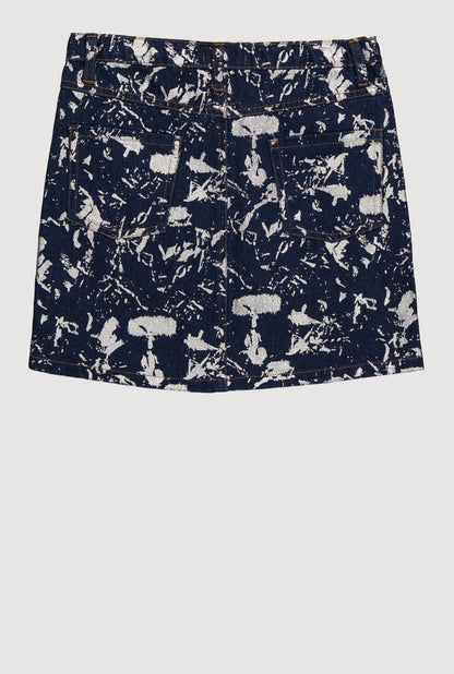 Girls Foil Screen Paint Splatter Denim Skirt