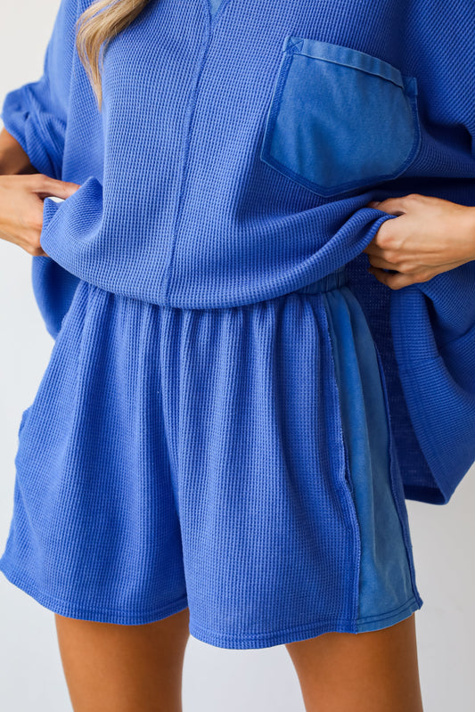 FINAL SALE - Cute Simplicity Blue Waffle Knit Shorts