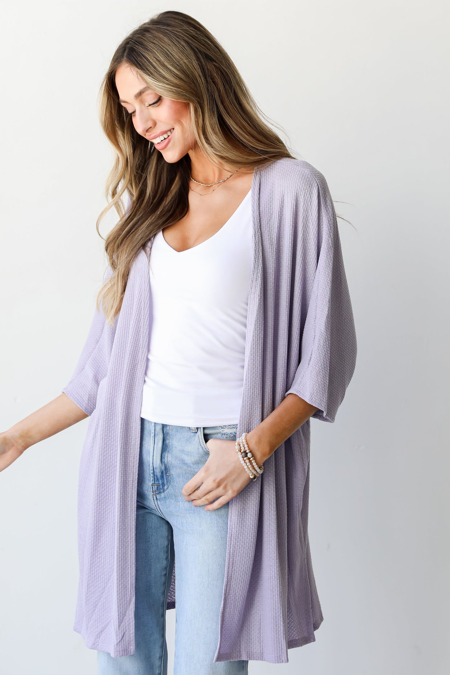 FINAL SALE - Here For A Good Time Waffle Knit Kimono