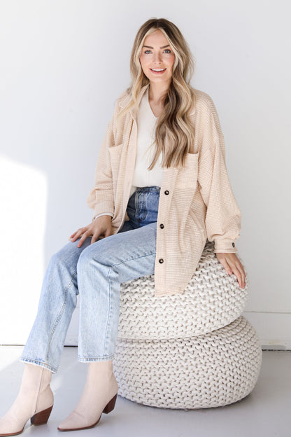 FINAL SALE - Inspired Style Waffle Knit Shacket