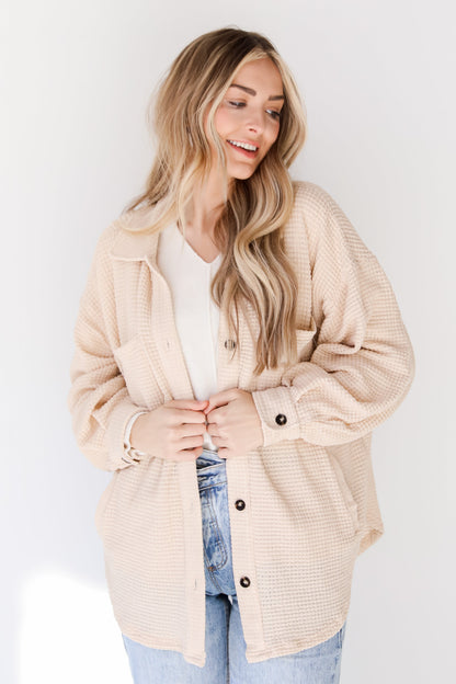 FINAL SALE - Inspired Style Waffle Knit Shacket